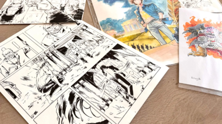 Planche de bande dessinée et illustration couleur réalisées par un illustrateur freelance à Thionville.