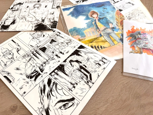 Planche de bande dessinée et illustration couleur réalisées par un illustrateur freelance à Thionville.