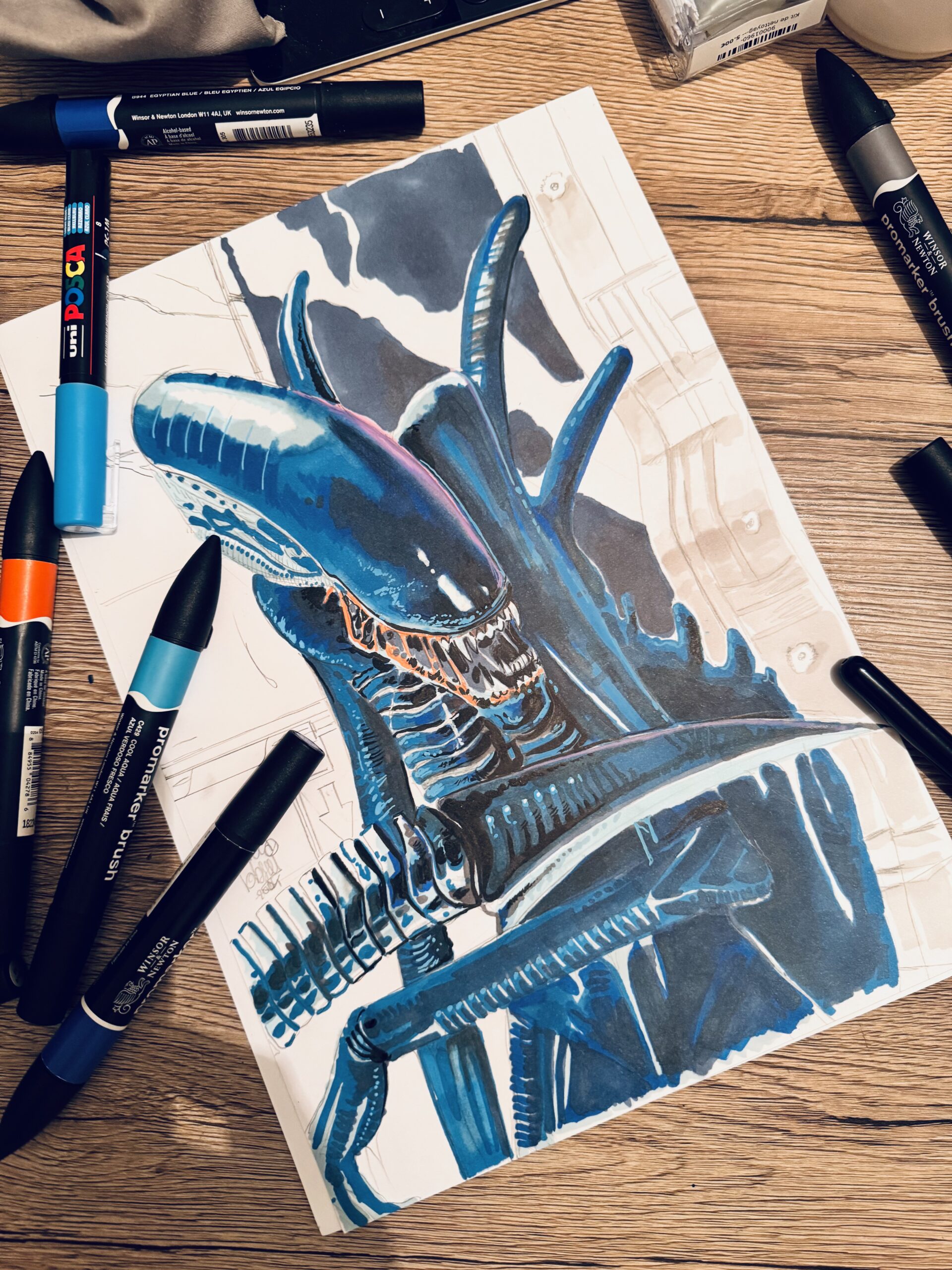 Illustration et BD 5 Fan art du Xénomorphe d’Alien réalisé par Damien Kiernozek, illustrateur en Moselle et au Luxembourg
