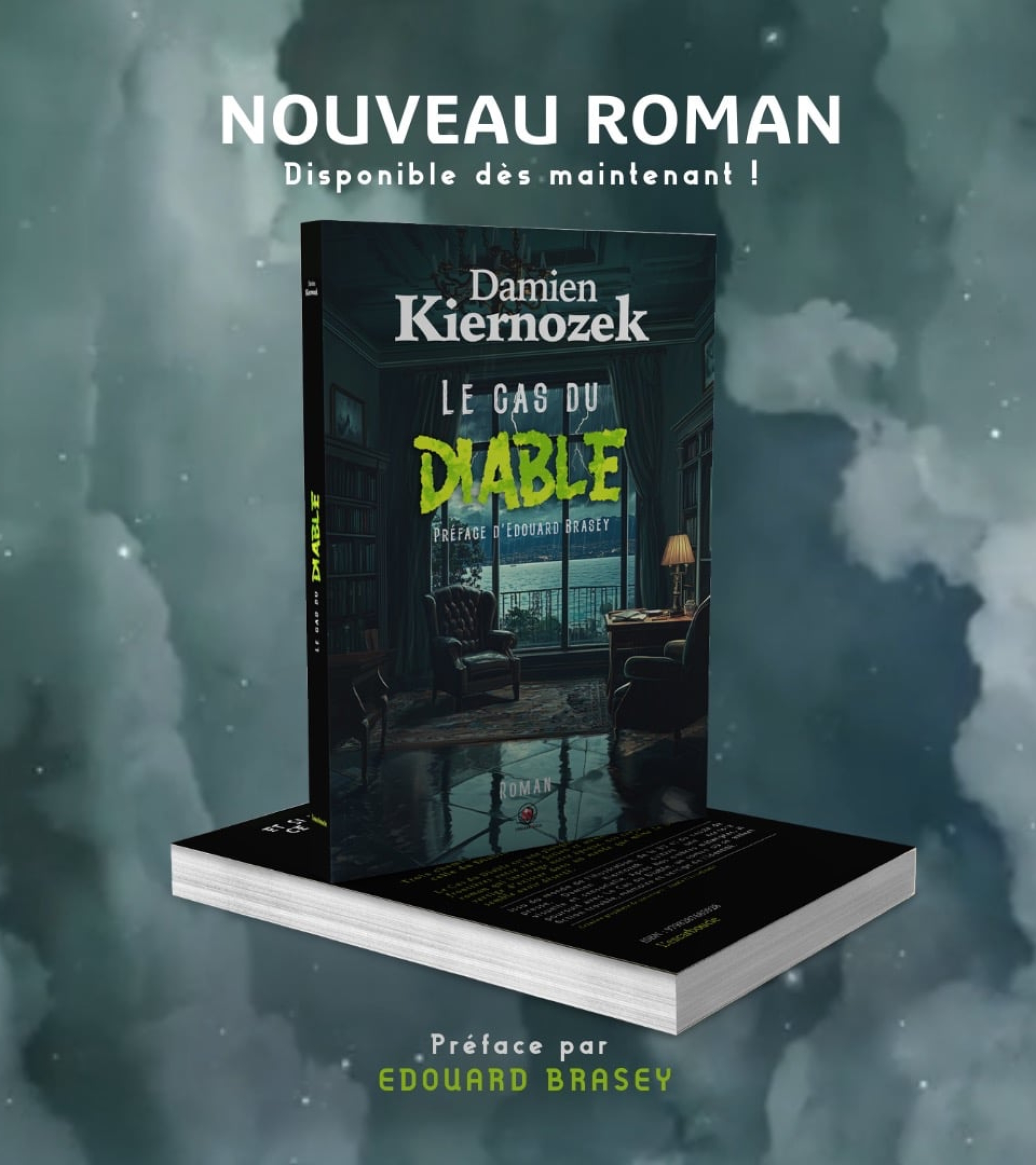 Couverture du roman Le Cas du Diable de Damien Kiernozek, roman fantastique et horreur, publié chez L’Escarboucle, préfacé par Édouard Brasey