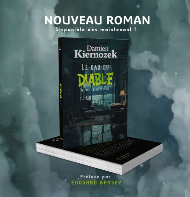Couverture du roman Le Cas du Diable de Damien Kiernozek, roman fantastique et horreur, publié chez L’Escarboucle, préfacé par Édouard Brasey