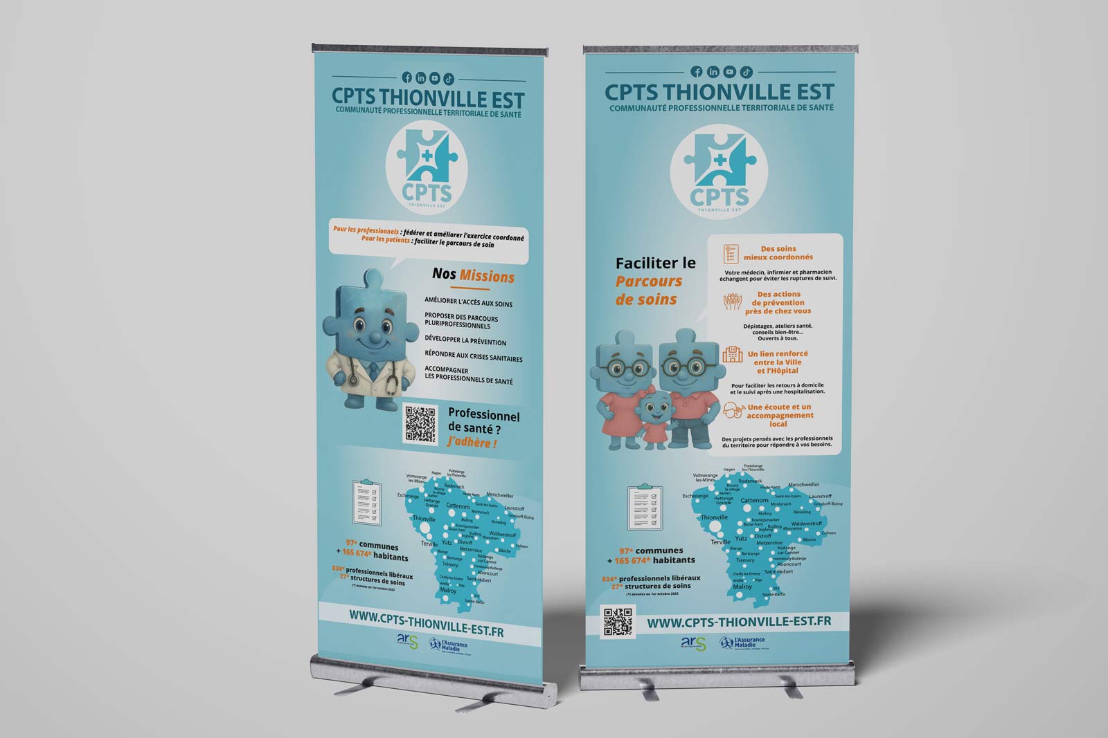 Création graphique de deux roll-up par le studio L'escarcboucle - Graphiste à Thionville - Metz , Lorraine Luxembourg - Freelance