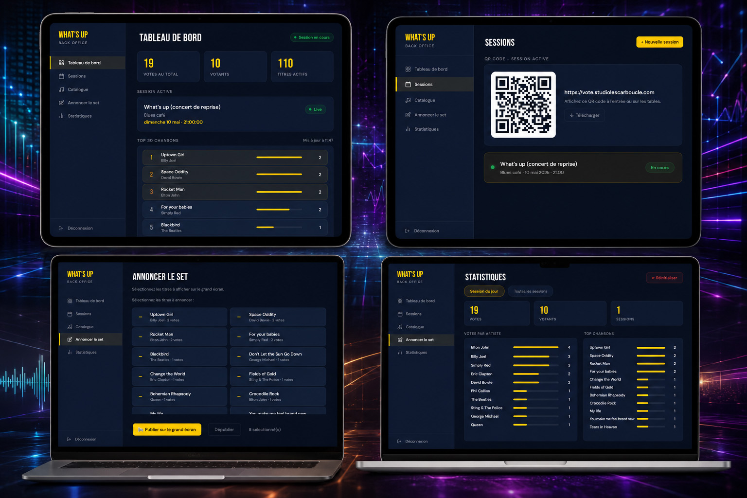 application web de vote en ligne pour concert développée sur mesure par un développeur web à Thionville avec interface mobile et site internet